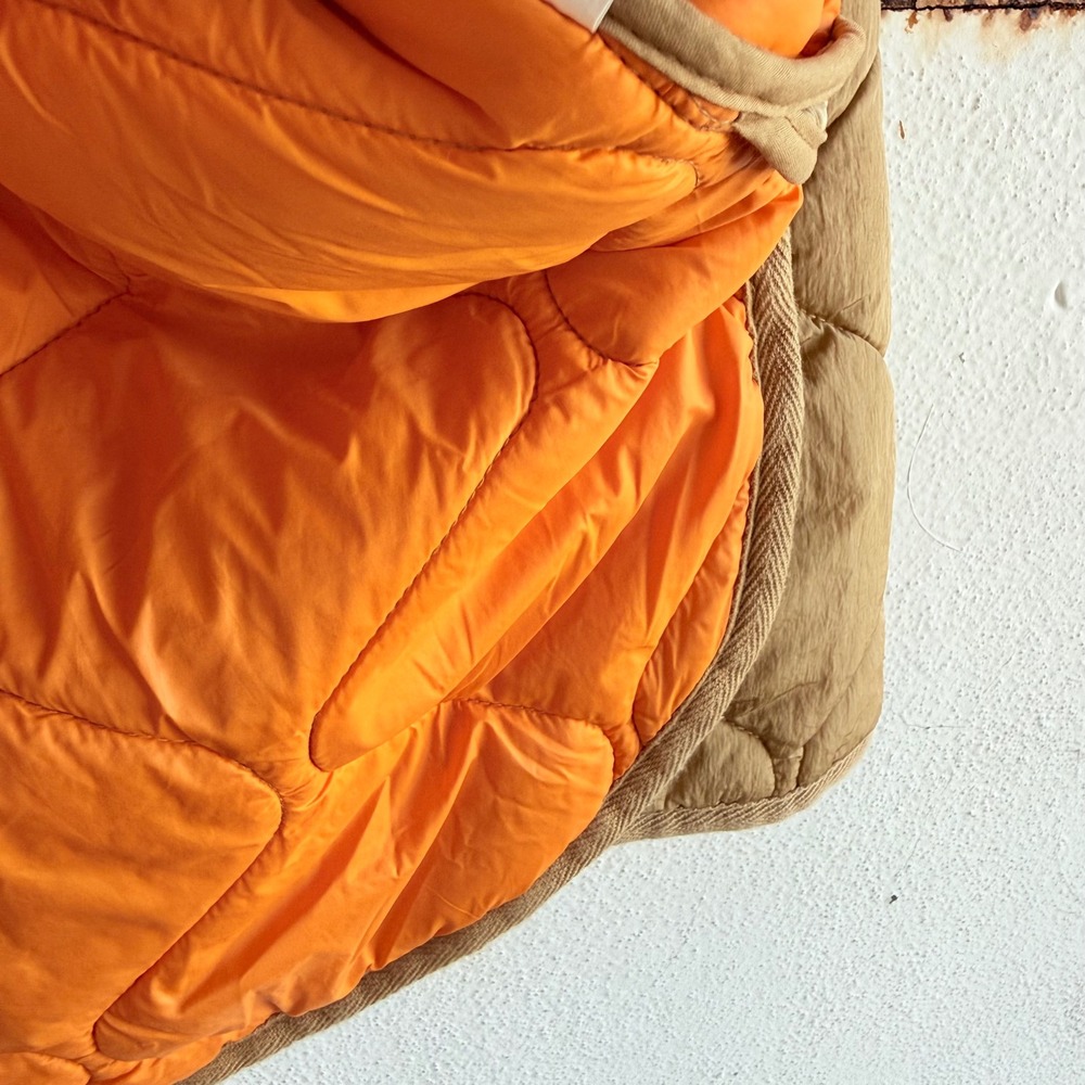 Zara Quilted Jacket Tan Khaki Oversized Button Up Puffer Liner Coat Womens S - Picture 5 of 9